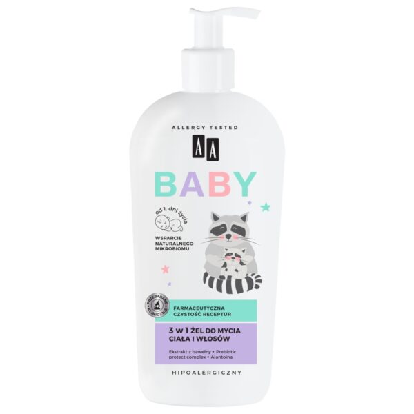 AA BABY 3 w1 Żel do mycia ciała i włosów 400 ml