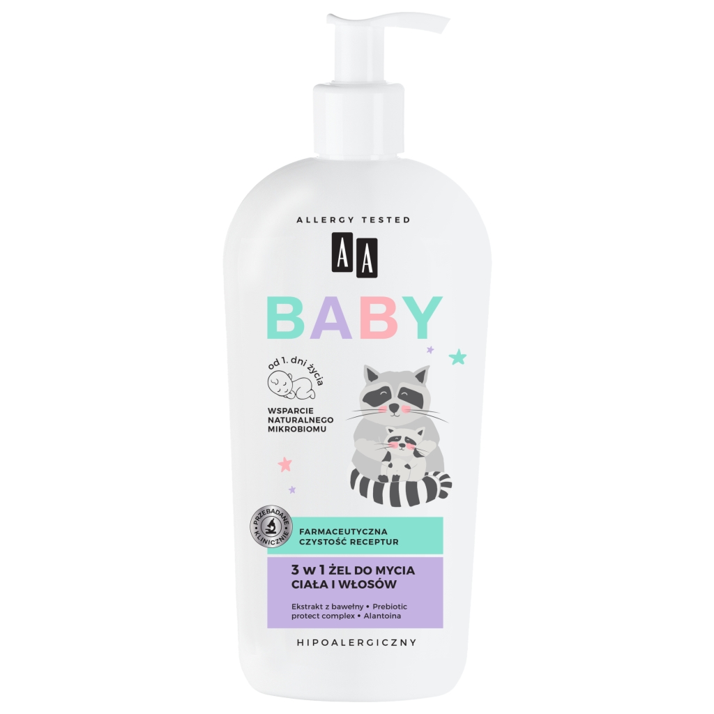 AA BABY 3 w1 Żel do mycia ciała i włosów 400 ml