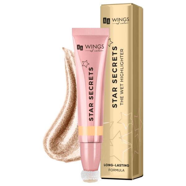 AA WINGS OF COLOR Star Secrets The Wet Highlighter Kremowy Rozświetlacz 02 Gold Glow 13 ml