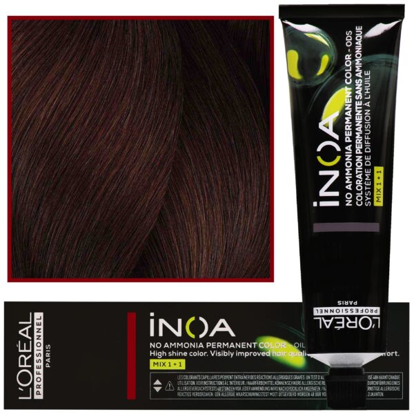 Loreal Professionnel Inoa - farba do włosów bez amoniaku z dodatkową ochroną włosa, 60ml 4.56 Brąz Mahoniowo - Czerwony