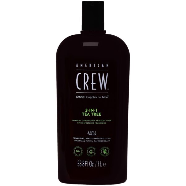 American Crew 3-in-1 Tea Tree - żel pod prysznic 3w1 do codziennej pielęgnacji włosów i ciała, 1000ml