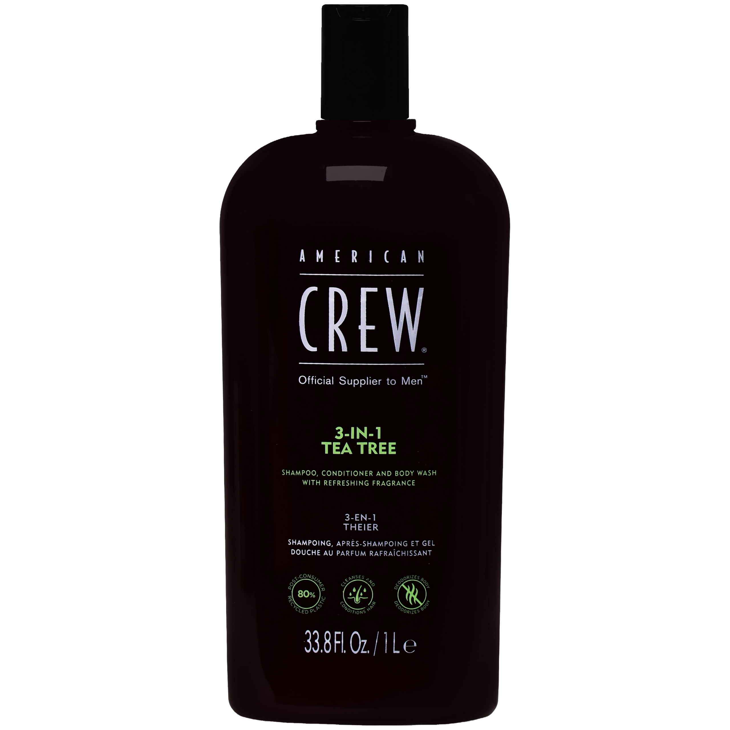 American Crew 3-in-1 Tea Tree - żel pod prysznic 3w1 do codziennej pielęgnacji włosów i ciała, 1000ml