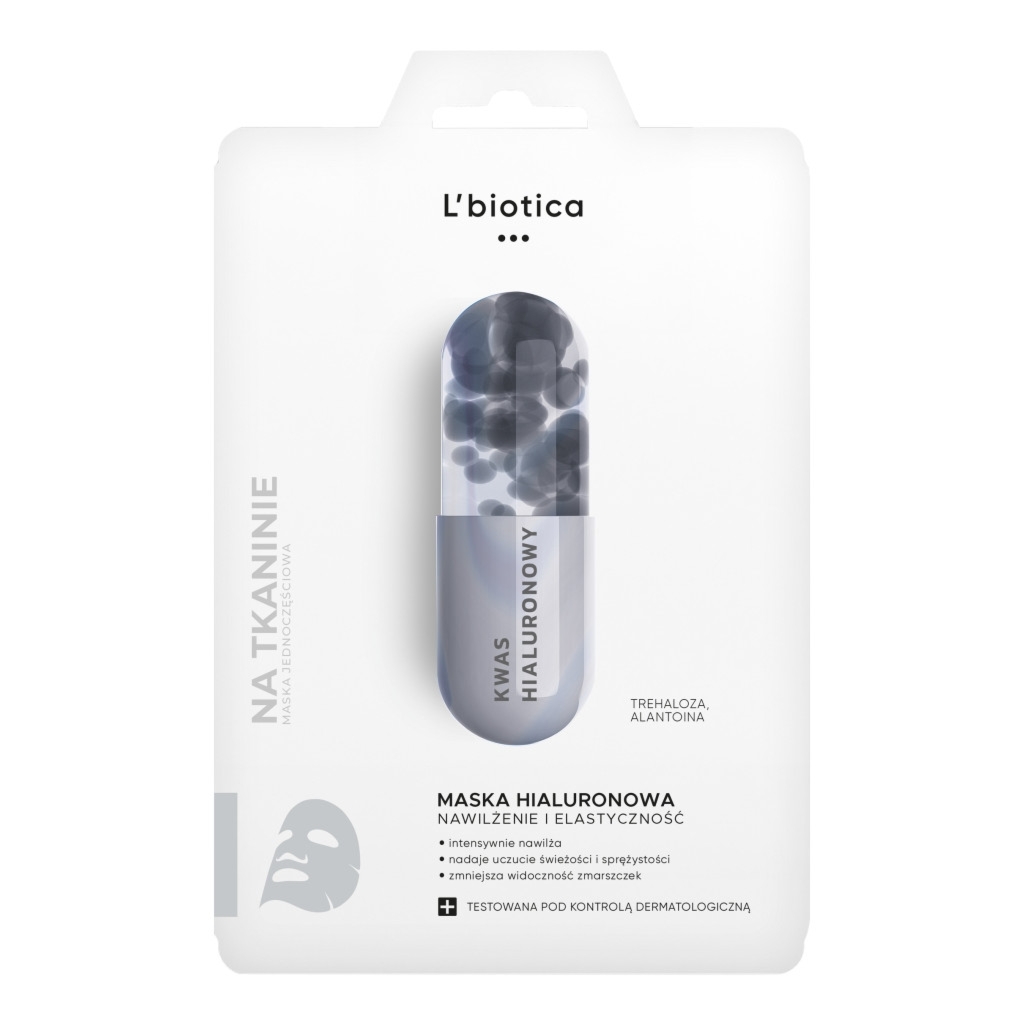L'BIOTICA Maska hialuronowa na tkaninie - nawilża i uelastycznia 23 ml