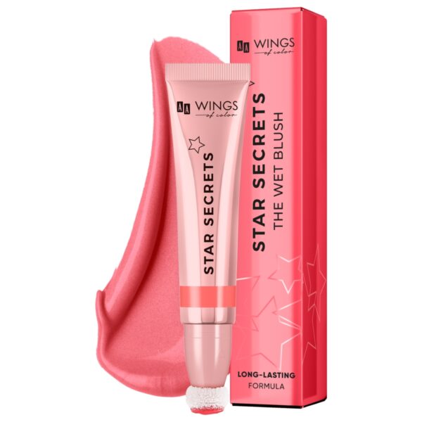 AA WINGS OF COLOR Star Secrets The Wet Blush Kremowy Róż Rozświetlający 02 Strawberry Pink 13 ml