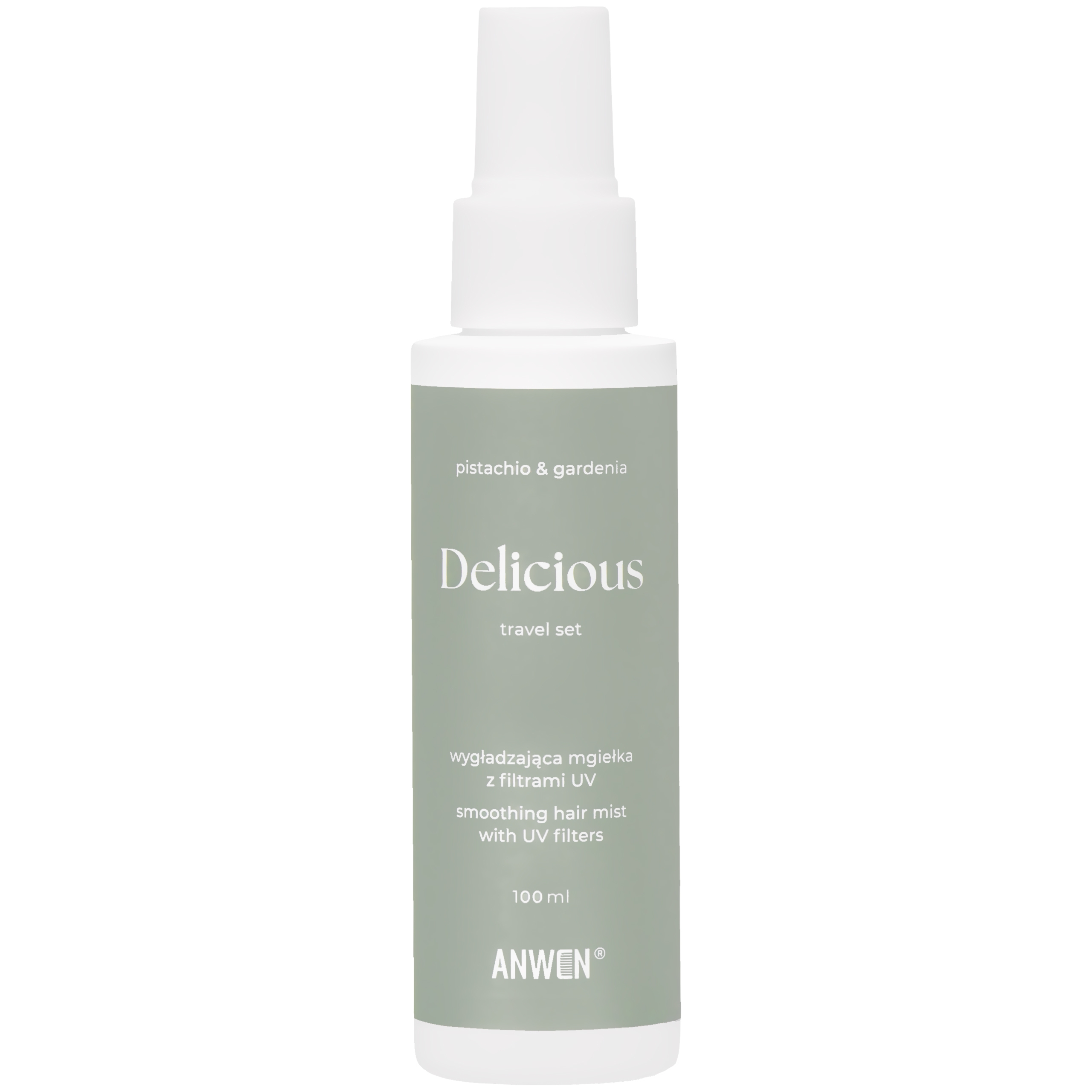 Anwen Wygładzająca mgiełka UV Delicious – lekka mgiełka chroniąca włosy przed słońcem, 100 ml