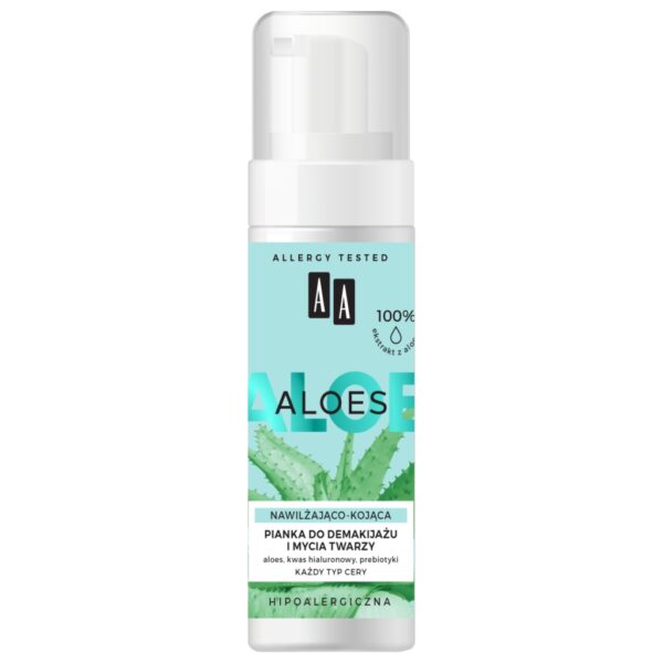 AA ALOES 100% aloe vera extract Pianka do demakijażu i mycia twarzy nawilżająco - kojąca 150 ml