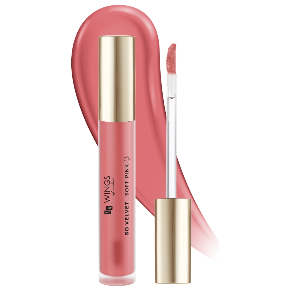 AA WINGS OF COLOR So Velvet Pomadka Matowa W Płynie Soft Pink 5 ml
