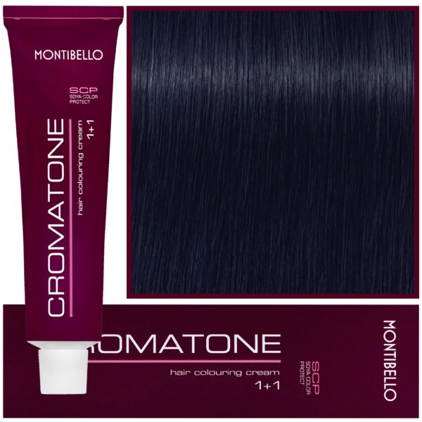 Montibello Cromatone - profesjonalna farba do trwałej koloryzacji, 60ml 1,1 | Niebieska Czerń