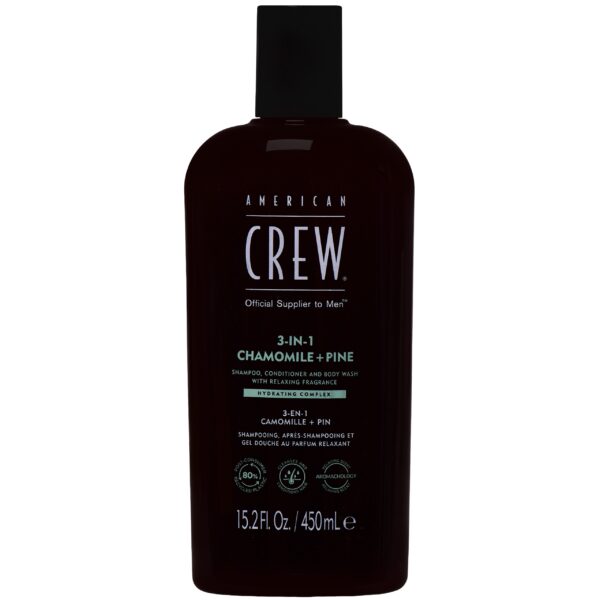 American Crew 3in1 Chamom+Pine Gel - szampon, odżywka i żel pod prysznic 3w1 dla mężczyzn, 450ml