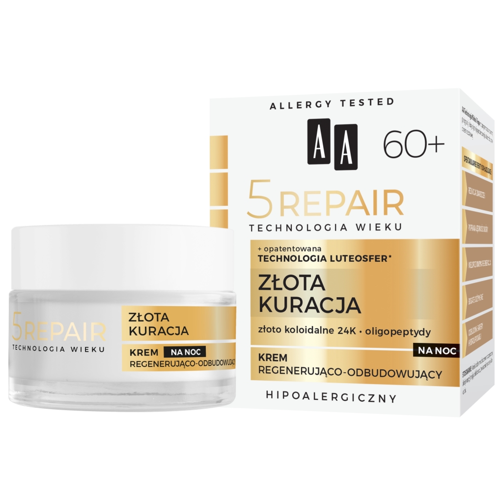 AA Technologia Wieku 5Repair 60+ Złota kuracja Nocny krem regenerująco-odbudowujący 50 ml