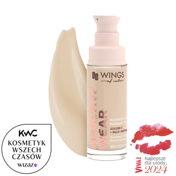 AA WINGS OF COLOR Healthy Wear Podkład-Tint Rozświetlający 303 Light Beige 30 ml