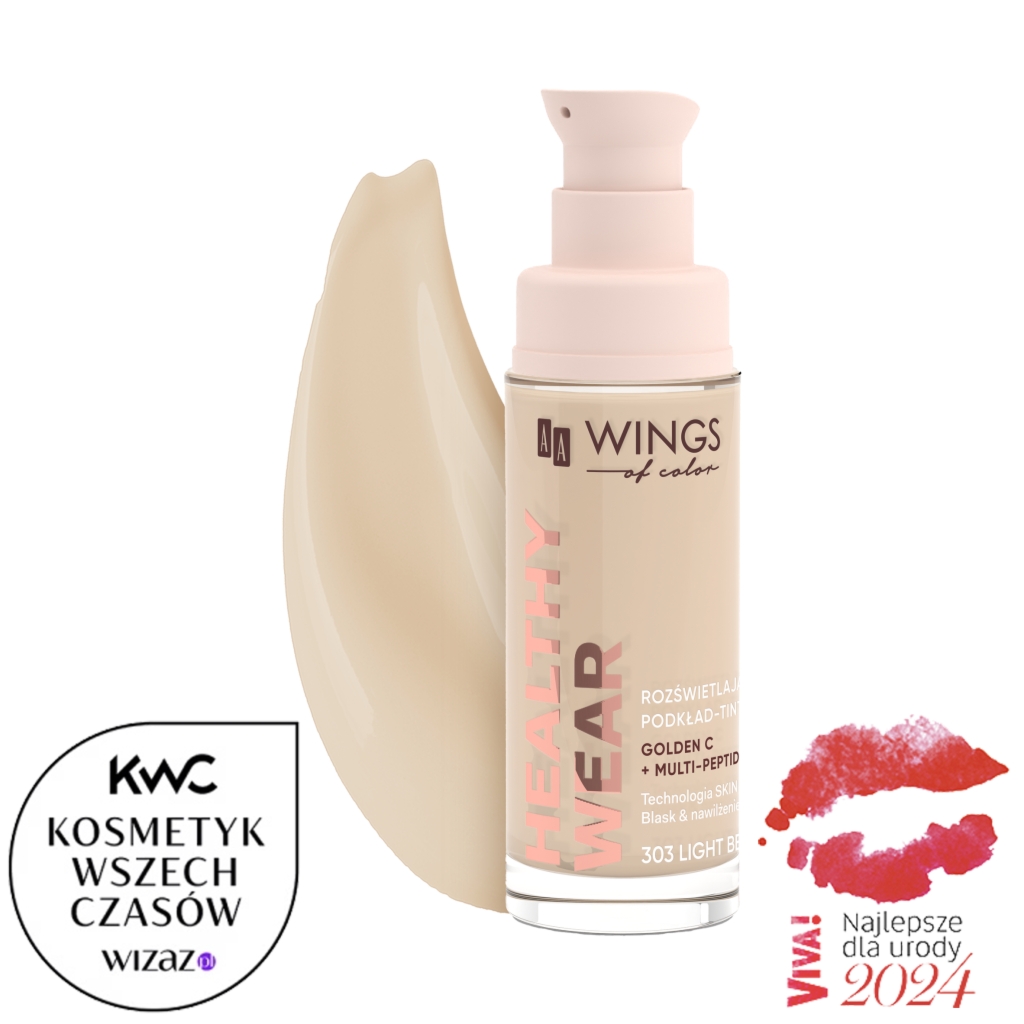 AA WINGS OF COLOR Healthy Wear Podkład-Tint Rozświetlający 303 Light Beige 30 ml