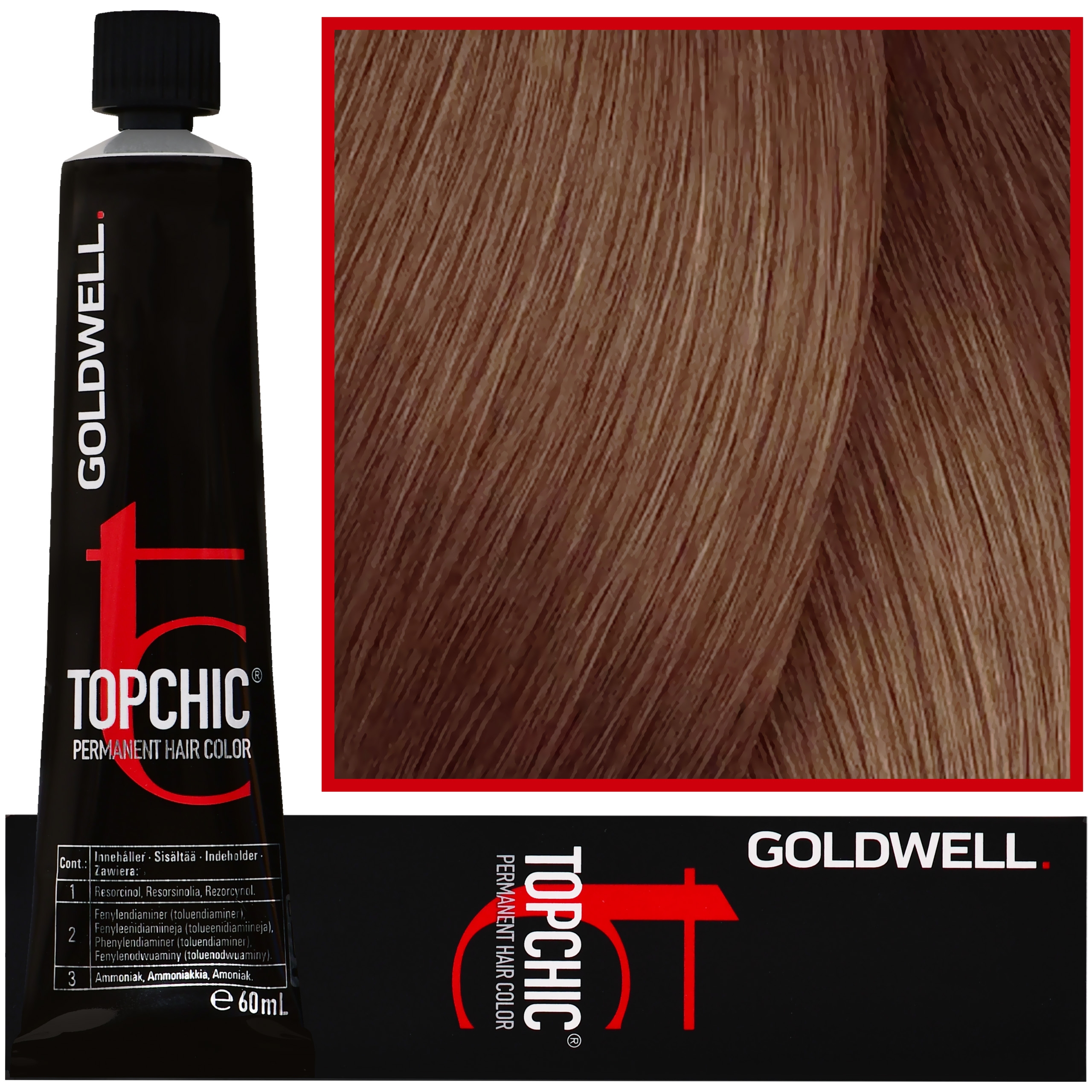 Goldwell Topchic - profesjonalna farba do włosów, 60ml 7N@BK Średni Blond Beżowo Miedziany