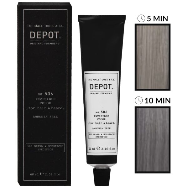 Depot NO. 506 Invisible Color - krem koloryzujący do włosów i brody bez amoniaku, 60ml Titanium | Jasny Intensywny Popiel