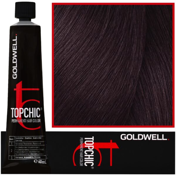 Goldwell Topchic - profesjonalna farba do włosów, 60ml 4R@VR Ciemny Mahoń Z Fioletowo Czerwonym Refleksem