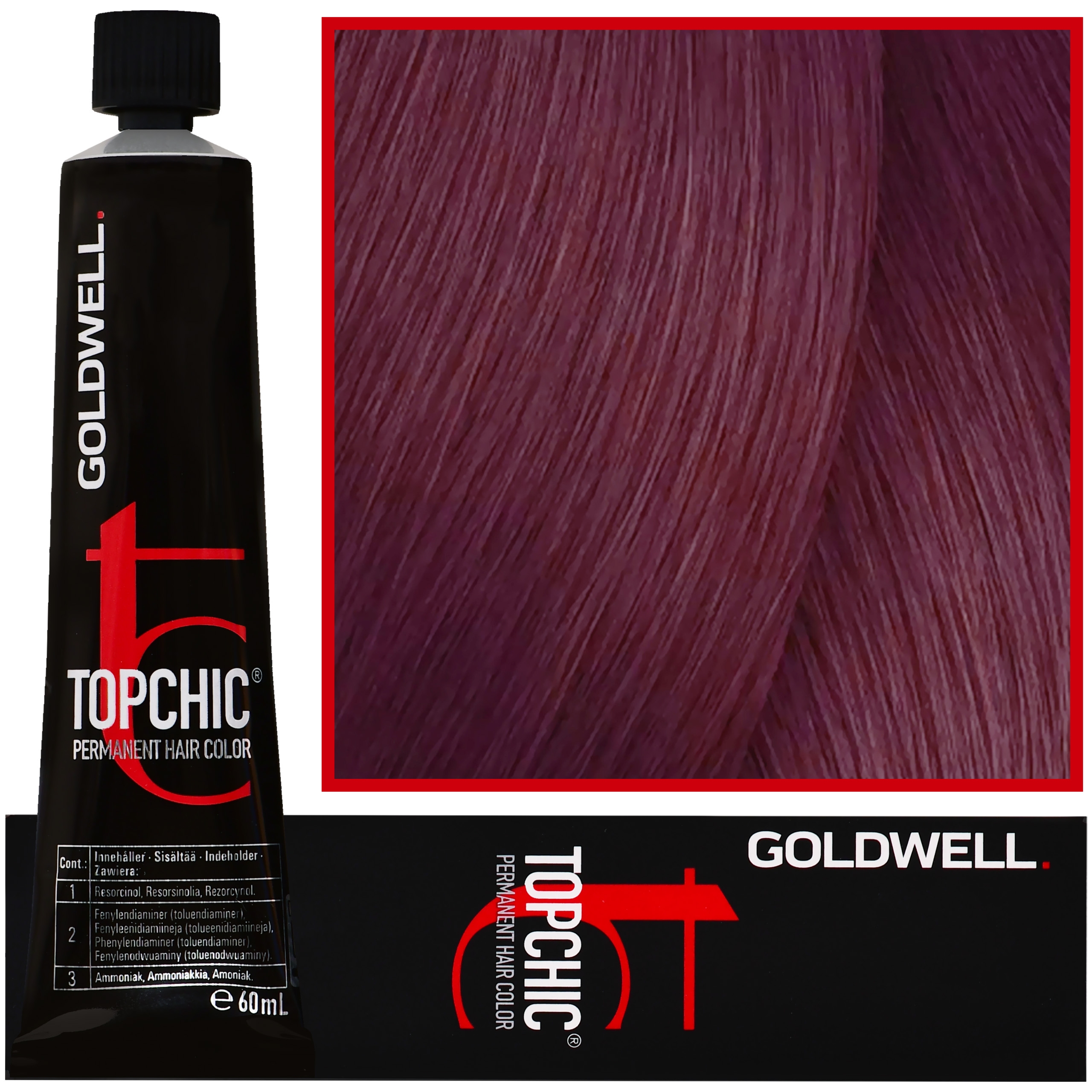Goldwell Topchic - profesjonalna farba do włosów, 60ml 6RR@PK Dramatyczna Czerwień Z Różowym Refleksem