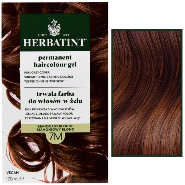 Herbatint Permanent Haircolour Gel – trwała, ziołowa farba do włosów w żelu, 170ml 7M | Mahoniowy Blond