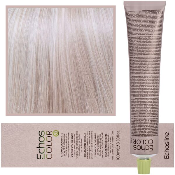 Echosline Echos Color Colouring Cream - wegańska farba do włosów, 100ml 9.12 | Bardzo Jasny Blond Popielato-Fioletowy