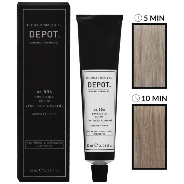 Depot NO. 506 Invisible Color - krem koloryzujący do włosów i brody bez amoniaku, 60ml Natural Titanium | Jasny Naturalny Popiel